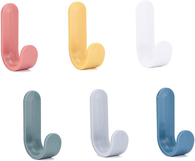 Adhesive Hooks Utility Wall Hooks Key Hooks for Wall Decorative Key Holder Rack Self Adhesive Wall Hooks for Towels, Hats, Shower, Kitchen, Living Room, Office(6 Pcs)