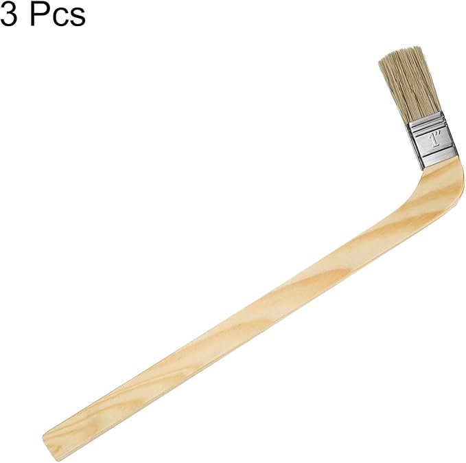 HARFINGTON Paint Brush 3Pcs 1" Brush Width Reusable Variety Angled Bend Brushes Radiator Paint Brush for All Latex Oil Painting Furniture Walls Treatment, Brown