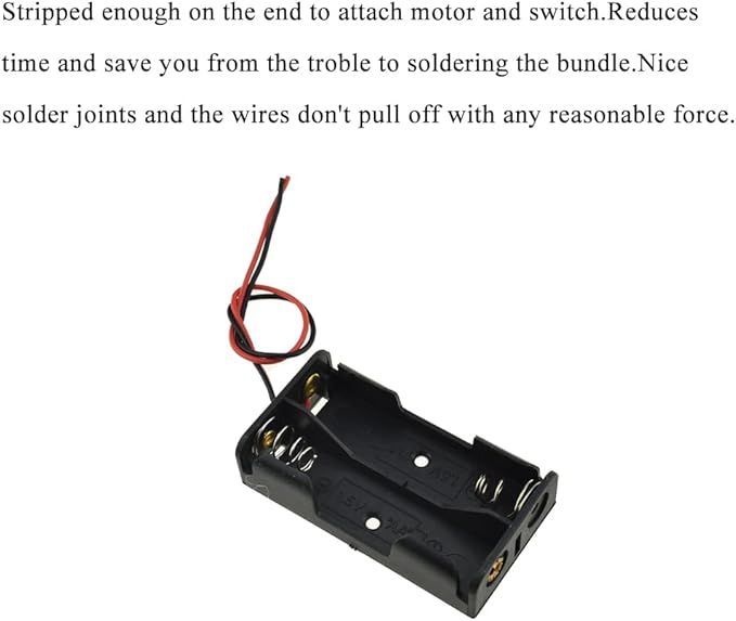 HAHIYO 3V AA Battery Holder Bundle Series with Wire Sturdy Clapm Flexible Springs Contact Build-in Harnesses Batteries Black Case Easy Install 8 Pieces for Wall Clocks Ham Radio Kids Toys