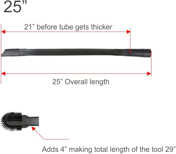 GOODVAC Universal 25" Long Flexible Crevice Tool with Detachable Brush for Dryer Lint, Under Furniture