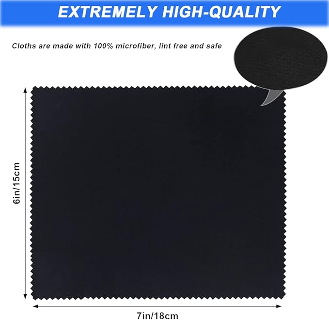 Microfiber Cleaning Cloths (6"x7") 20 Pack in Individual Vinyl Pouch, CKANDAY Glasses Cleaning Cloth for Eyeglasses Phone Screens Electronics Camera Lens Delicate Surface, Large Lint Free Fiber,Gray
