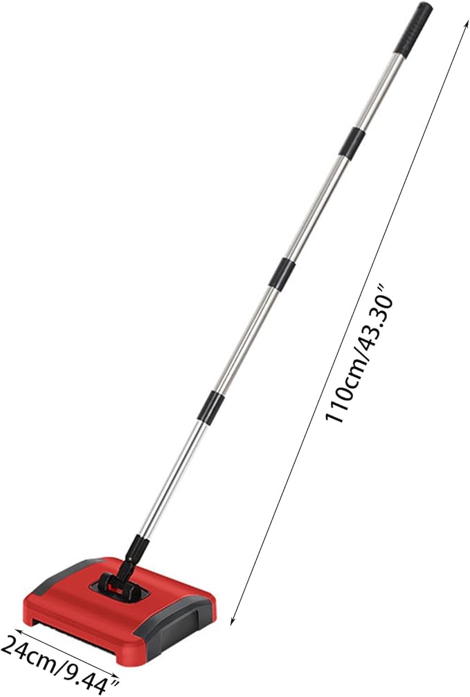 Household Sweeping Machine Carpet Sweeper Broom Manual Floor Sweeper Broom Efficient Rotatory Brush Brush Built-in Large-Capacity Trash Can