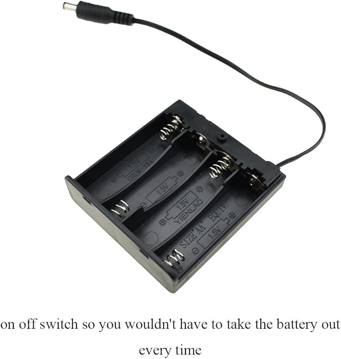 HAHIYO 6V 4x1.5V AA Battery Holder with DC Plug Portable Supply Quick Swap Securely Lids On/Off Switch Plastic Batteries Storage Box Case 2 Pieces for Wireless Cameras Halloween LED Light Strips