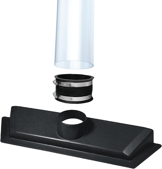 POWERTEC 70427 Clear PVC Pipe 4" x 36" Long with 4 Inch Dust Control Flex Cuff and Dust Collection Floor Sweep