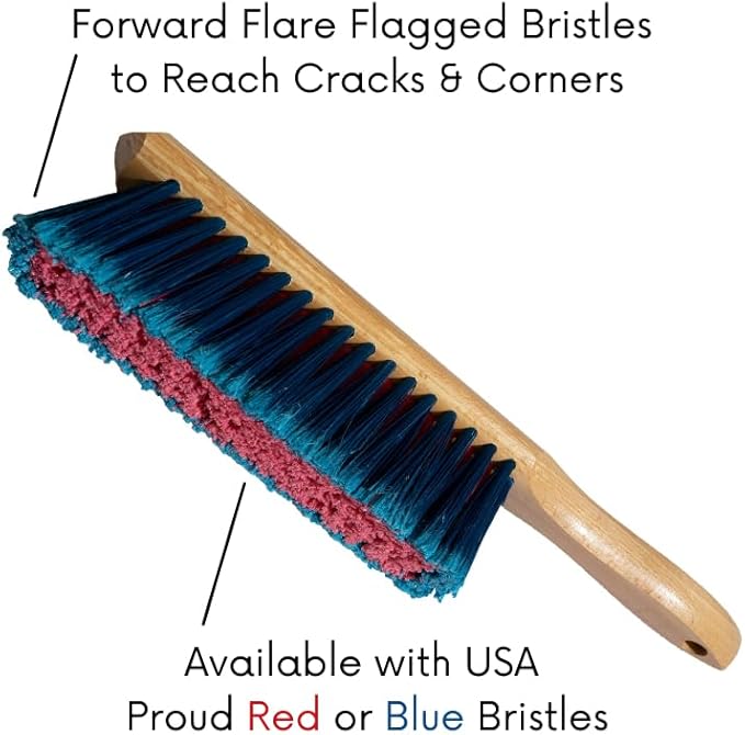 8 Inch USA Bench Broom, Counter Brush, Chemical Resistance Bristles, Two Coats of Premium Wood Lacquer, American Hardwood Handle, Wood Working Brush, Soft Fine Dust Bristles,100 Percent Made in USA