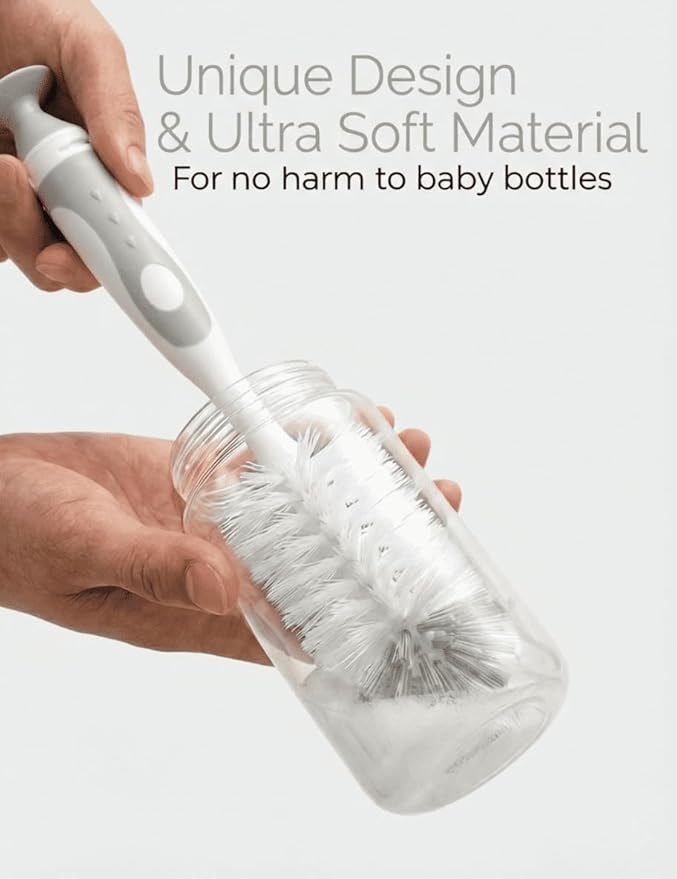 5 in 1 Cleaning Brush Set, Anivona Bottle Brush Cleaner, Multifunctional Cleaning Brush, Water Bottle Brushes for Cleaning Home, Cleaning Baby Bottles, Home Kitchen Cleaning Tools, BPA-Free (Grey)