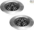 Mi hogar 2 Pack Silicone Sink Strainer for Kitchen Drain, Flexible Silicone & Stainless Steel Sink Drain Stopper, Anti-Clog Drain Catcher for Kitchen Sink, Garbage Disposal Bathroom Use (Silver Black)