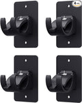 4 Pieces Self Adhesive Curtain Rod Bracket, Universal Plastic Curtain Rod Holders, No Drill Curtain Rod Brackets Curtain Rod Hooks for Bathroom, Bedroom, Livingroom, Kitchen (Black)