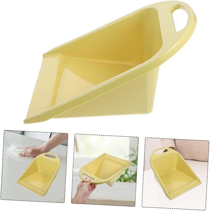 TOYANDONA 2pcs Small Handheld Dustpans with Handle, Ergonomic Trash Scoops in Lime Yellow for Home and Office Desk Cleaning