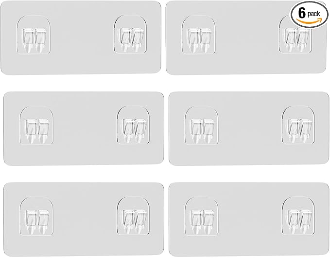 6 Pack Shower Caddy Adhesive Replacement, Shower Adhesive Strips, Strong Adhesive Hooks, Waterproof Sticker, No Drilling, for Bathroom Shelf and Kitchen Racks