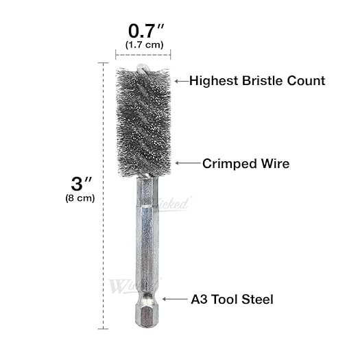 WICKED Professional ID Copper Tube Pipe Cleaner Replacement Brushes (1/2” (6-Pack))