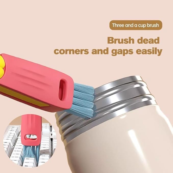 3 in 1 Cup Lid Gap Cleaning Brush, Multifunctional Bottle Brush, Cup Lid Gap Cleaner, Home Kitchen Crevice Cleaning Brush Tools (A-Blue)