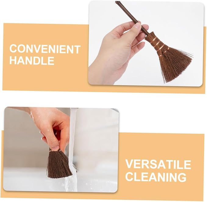 2pcs Mini Handheld Broom for Carpet Pet Hair Versatile Boys and Girls Mop and Sweeper for Dusting Portable Desk Brush with Soft Handle