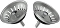 KANARY Kitchen Sink Basket Strainer Replacement for Standard Drains (3-1/2 Inch) Stainless Steel Body with Rubber Stopper (Pack of 2, Stianless Steel)