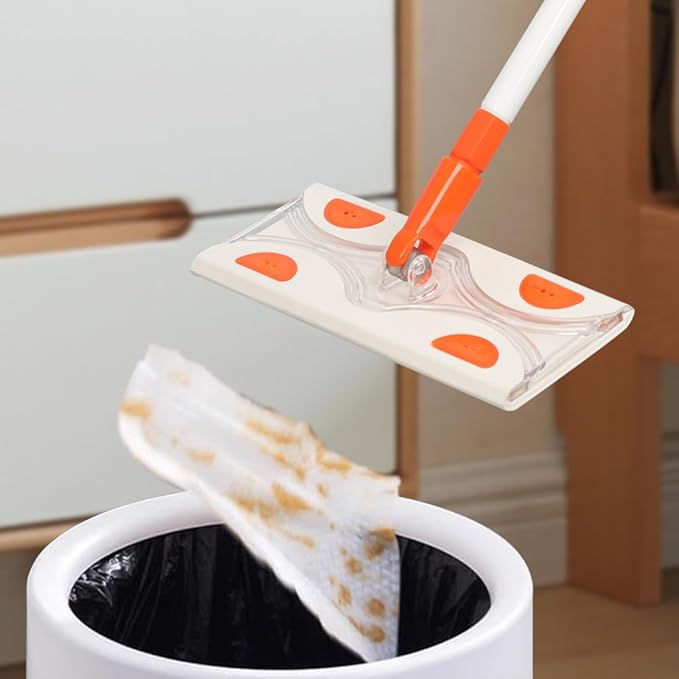 Mops for Floor Cleaning,55" Handle with 10" Flat Head with 4 Magic Sponge Eraser Pads、2 Microfiber Pad and 50 Dry Cleaning Cloths,for Mopping Home, Bathroom, Kitchen