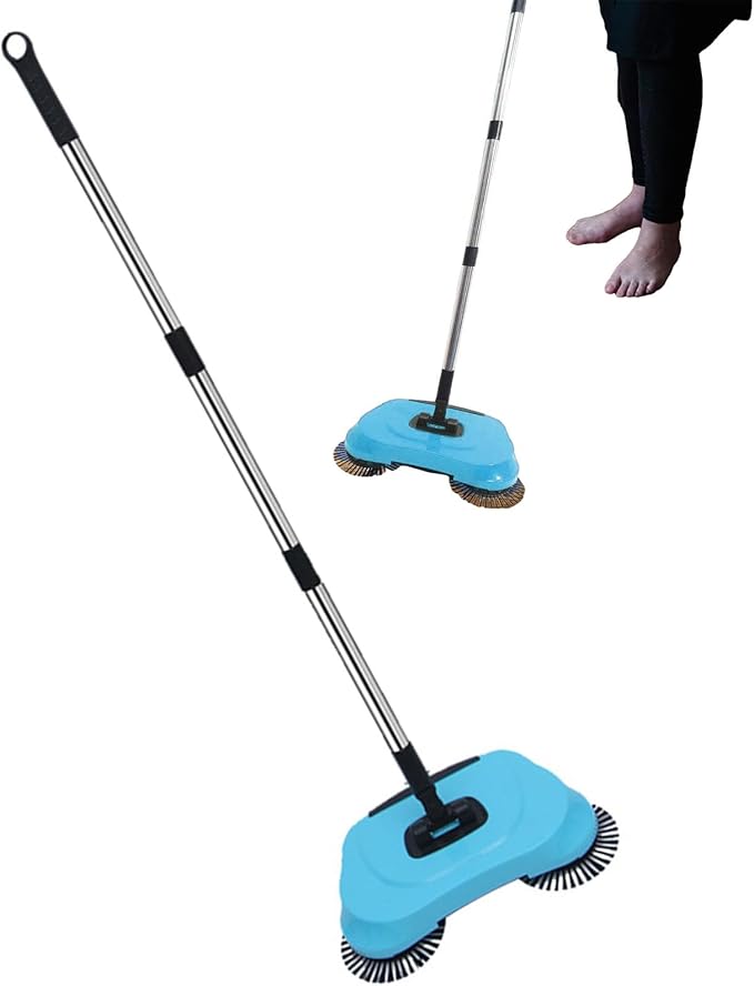 Hand Push Sweeper - Non Electric Floor Cleaner with Adjustable Handle, Carpet Sweeper for Hardwood Surfaces