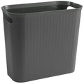 rejomiik Small Trash Can, 3.5 Gallon Garbage Can Slim Waste Basket Plastic Trash Bin Container with Handles for Bathroom, Bedroom, Office, Home, Dorm Room, Kitchen, Rectangular, Dark Gray
