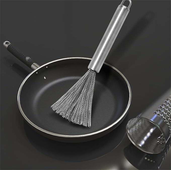 Stainless Steel Cleaning Brush Set, cookware Cleaning Brush, Pot Brush, Wire Brush, Kitchen Multi-Purpose Cleaning Tool, Suitable for Cleaning Grills, ovens, Sinks, pots, and Pans (2 Pieces)