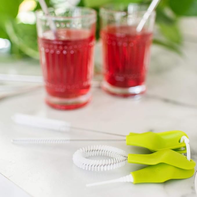 Full Circle Little Sipper, Bottle and Straw Cleaning Brush Set, Sizes for Both Narrow & Wide Straws, Green