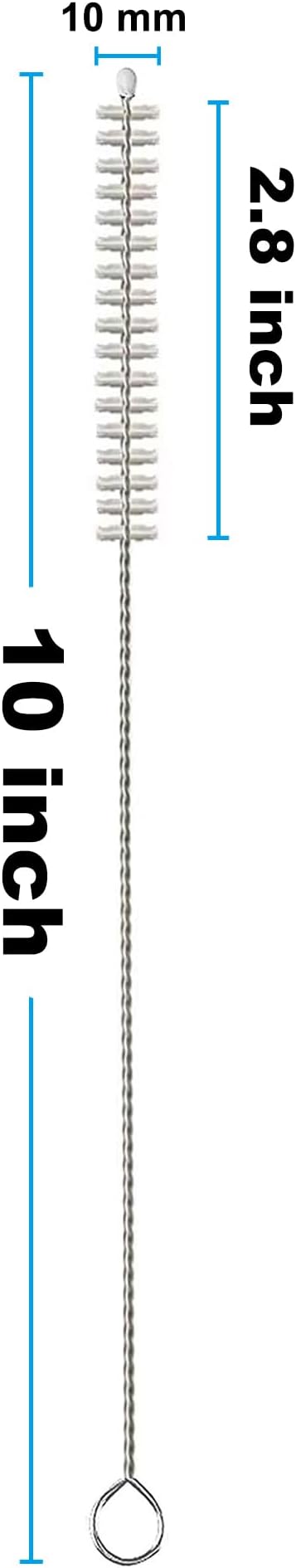 Straw Cleaner Brush Long 10 Inch, Straws Brush of Bristles Diameter 10 mm, Straw Cleaning Brush with Stainless Steel Nylon Bristles for Cleaning Straws,Stanley Cup, Owala Cup, Water Bottle 6 Pack