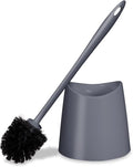 Modern Toilet Brush and Holder, Grey Toilet Bowl Scrub Brush with Storage Caddy, Bathroom Cleaner. by Superio
