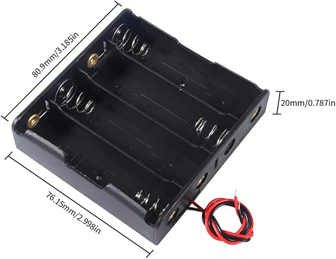 12PCS 18650 Battery Holder Bundle with Wire 18650 Battery Holder Case 3.7V, 1/2/3/4 x 3.7V Series DIY Battery Storage Boxes, 1/2/3/4 Slots Black Plastic Batteries Case for 18650 Battery