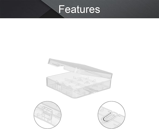 Fielect 4 x 18650 Battery Storage Case Holder Organizer Box Transparent