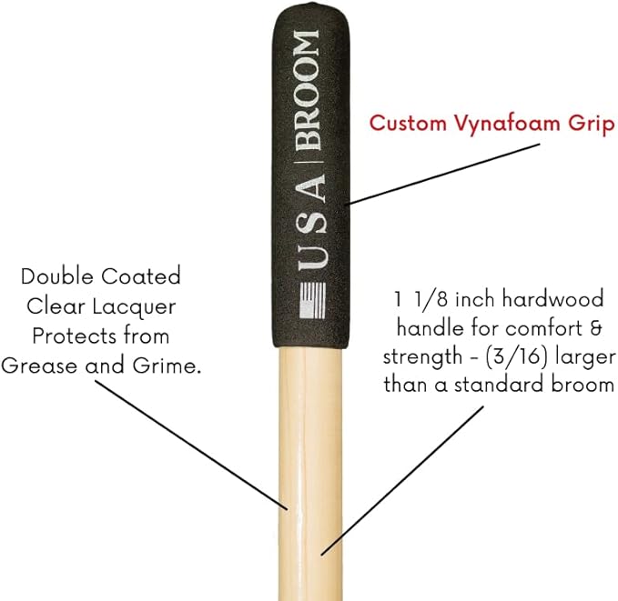 36" Soft/Fine Sweep Indoor Push Broom with 60" Handle. Ideal for Epoxy & Polished Floors. Durable American Made Steel Brackets-All Stainless Steel Hardware. No Plastic. 100% USA Made