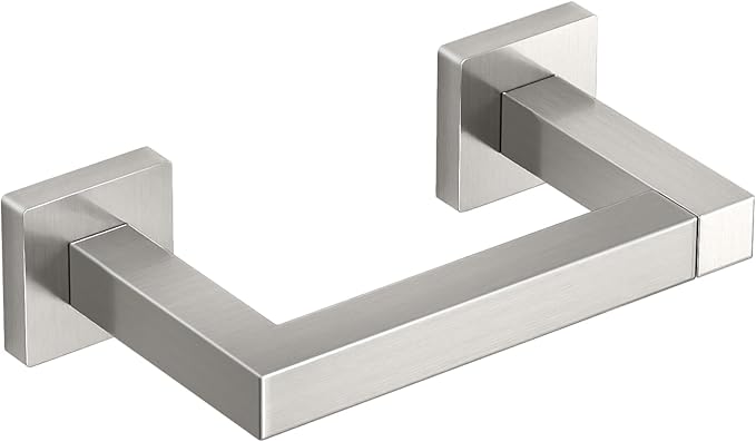 Toilet Paper Holder Wall Mounted Post Pivoting Square Tissue Holders Roll Holder Hangers for Bathroom Commercial Toilet Paper Dispenser, Brushed Nickel