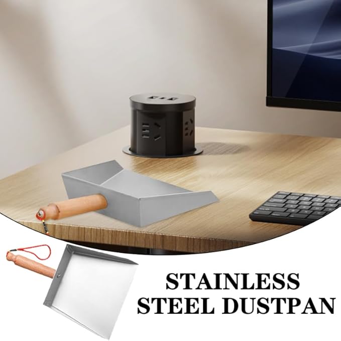 DECHOUS Stainless Steel Mini Dustpan Metal Small Dust Pan with Short Handle Tabletop Dustpan for Home Kitchen Office, 8.3x5.5x1.6 Inch