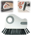 2 in 1 Groove Cleaning Brush, Upgrade Window Track Cleaning Tools, Multifunction Hard Bristle Crevice Cleaning Brush with Hidden Scraper for Sliding Door Track, Window Sill, Window Seal (Gray)