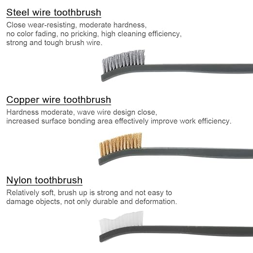OriGlam Mini Wire Brush Set, Paint and Dirt Remover, Cleaning Welding Slag and Rust, Handy Steel / Nylon / Brass Brush Suitable for Cleaning Paint / Dirt (3)