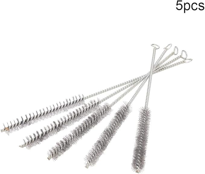Utoolmart Steel Wire Cleaning Brush, Spiral Power Tube Brush, Steel Wire Tube Brush Cleaning Tool, Tube Bottle Brush, 0.6-inch Diameter 12-inch Length, 5pcs