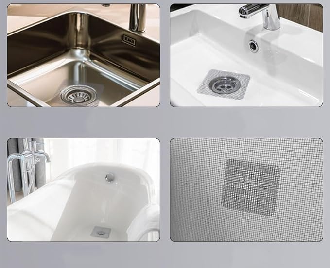Shower Drain Cover Hair Catcher - 50 Pcs Disposable Hair Drain Stickers Shower Drain Mesh Stickers, Bathroom, Laundry, Bathtub, Kitchen, Sink, for Human and pet Hair (50)