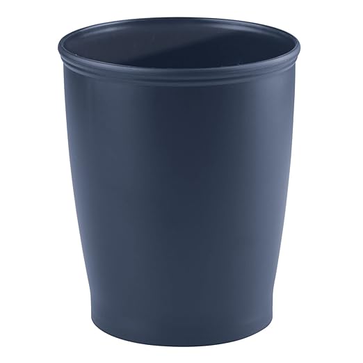 mDesign Small Plastic Bathroom Garbage Can - 1.6 Gallon/6 Liter Trash Can Wastebasket for Bathroom - Garbage Basket/Waste Bin for Bathroom, Rest Room - Hyde Collection - Navy Blue