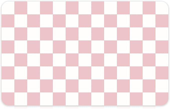 16" x 24" Checkered Dish Drying Mat for Kitchen Counter, Absorbent Coffee Bar Mat for Espresso Machine Coffee Countertops Accessories (Pink)