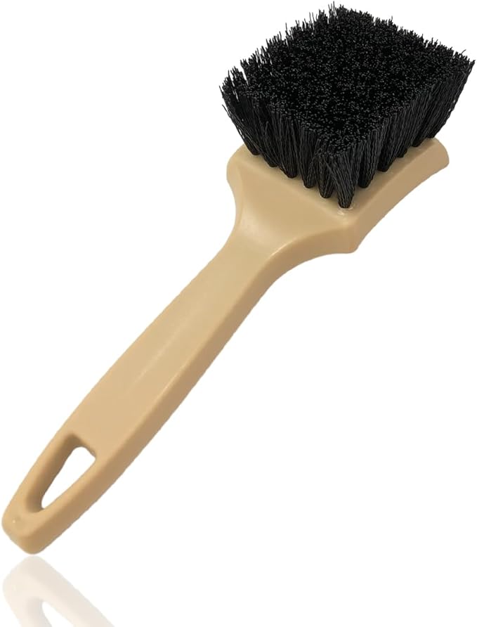 Car Carpet Cleaning Brush, Wheel Hub Scrub Brush Floor Mat Cleaning Brush with Stiff Bristle, Tire Carpet Srubber Upholstery Detailing Brush for Car Interior Home Cleaning (Khaki)