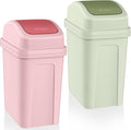 Sumind 2 Pcs 1.8 Gallon Bathroom Trash Can with Swing Lid Small Garbage Can Plastic Bathroom Trashcan Garbage Bin for Kitchen Waste Bedroom Room Outdoor (Green and Pink)