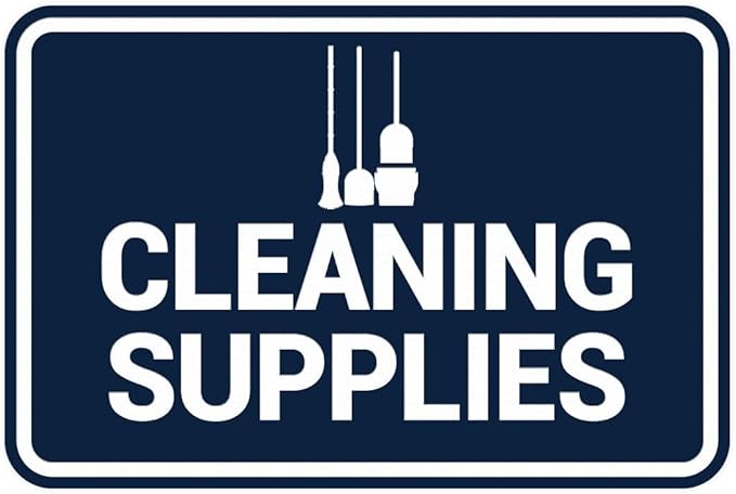 Signs ByLITA Classic Framed Cleaning Supplies Sign (Navy Blue/White) - Medium