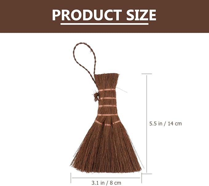 Mini Palm Whisk Broom for Tea Ceremony Small Soft Bristle Cleaning Brush with Hanging Rope Practical Natural Straw Brush for Home Kitchen Table Cleaning 5.51X3.14X1.96 Inches
