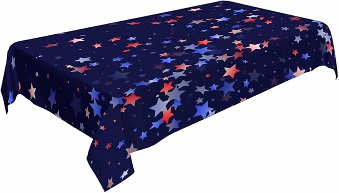 Blue White Red Stars Rectangular Tablecloth USA Flag Simple Style Dark Blue 52x70 Table Cloth for Wedding Party Banquet,Dining Kitchen Table Cover