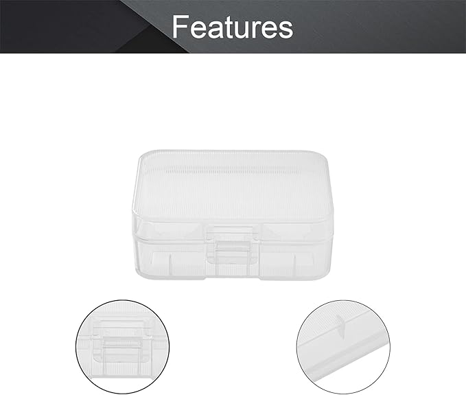 Fielect 18500 Battery Storage Case Box Holder Organizer Transparent, 2 Capacity, 1Pcs