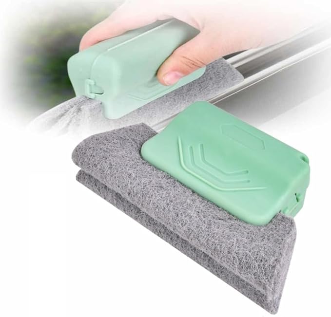 Window Groove Cleaning Brush, 2025 New Hand-held Magic Window Track Cleaner Tools Set,Groove Cleaning Brush Window or Sliding Door for Sliding Door, Sill, Tile Lines, Shutter (Green)