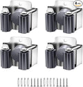 AKOAK Broom and Mop Rack Holder, Wall Storage Organizer, Screw Mount, Garden Tool Organizer Stainless Steel Mop Rack, Home, Kitchen, Bathroom, Garden, Garage Storage (4 PCS, Silver)