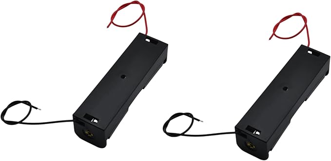 2PCS 18650 Battery Holder with Lead Wire Bundle 18650 Battery Holder 3.7V DIY Battery Storage Boxes Black Plastic Battery Case Kit