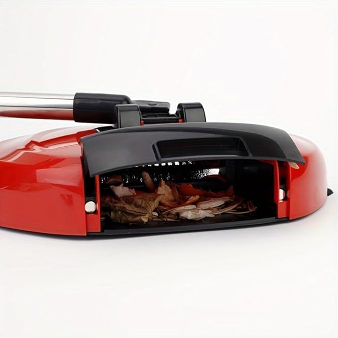 3-in-1 Carpet Sweeper & Manual Push Mop, 360° Rotating Handheld Cleaner for Hardwood & Ceramic Floors, Compact Dustpan & Trash Bin – Bright Red