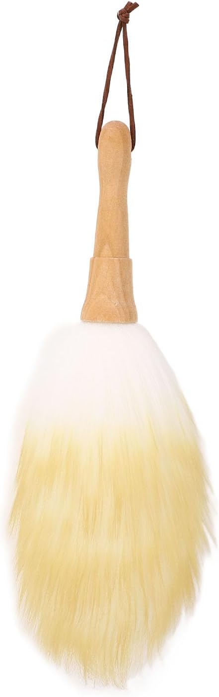 Cleaning Brush, Duster, Multifunctional, Wooden Handle, Lambswool, Duster Blinds, Table, Piano (Short Handle)