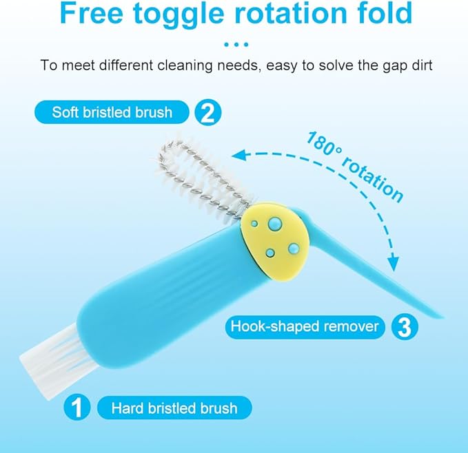 3 in 1 Multifunctional Lid Gap Cleaning Brush Set - Cup, Bottle, Sport Water Bottle (Pink, Yellow, Blue)