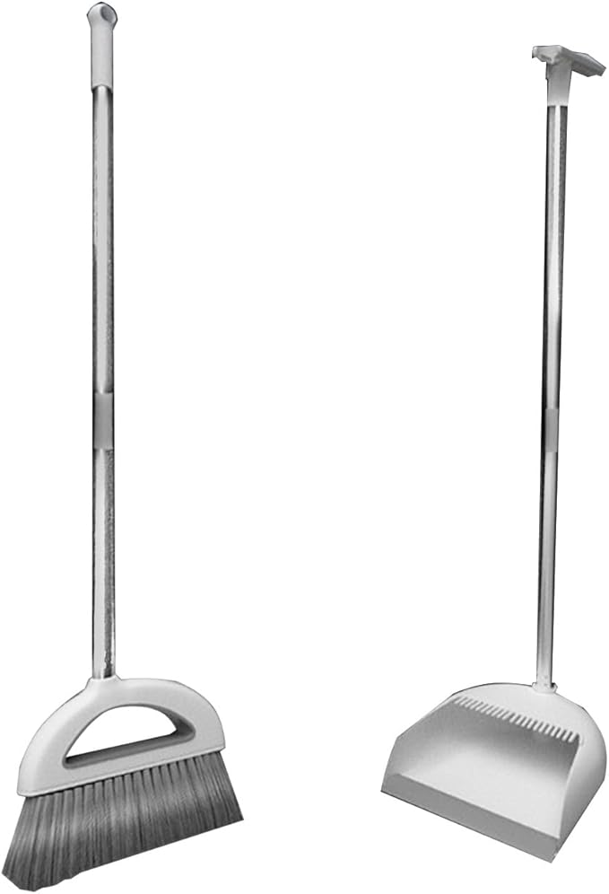 Brooms and Dustpan Set with 35" Long Handle, 182° Rotatable Standing Storage Buckle Type, Built-in Combs and Scraper, Lightweight & Robust, for Home, Kitchen, Room, Office, Floor Use