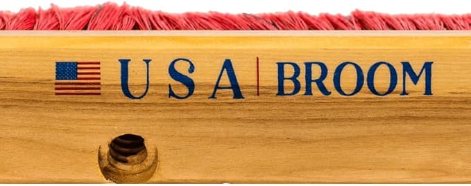 24" Soft Sweep Indoor Push Broom with 60" Handle. Ideal for Epoxy & Polished Floors. Durable American Made Steel Brackets-Stainless Steel Hardware. No Plastic. 100% USA Made